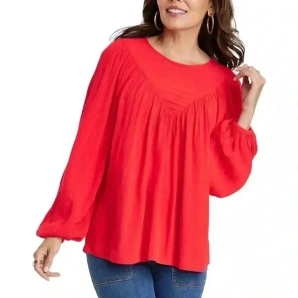Knox Rose red flowy long sleeve blouse size XXL B29 - Picture 1 of 6